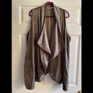 Grey Velour Casacade Open Front Vest - Size 2X
